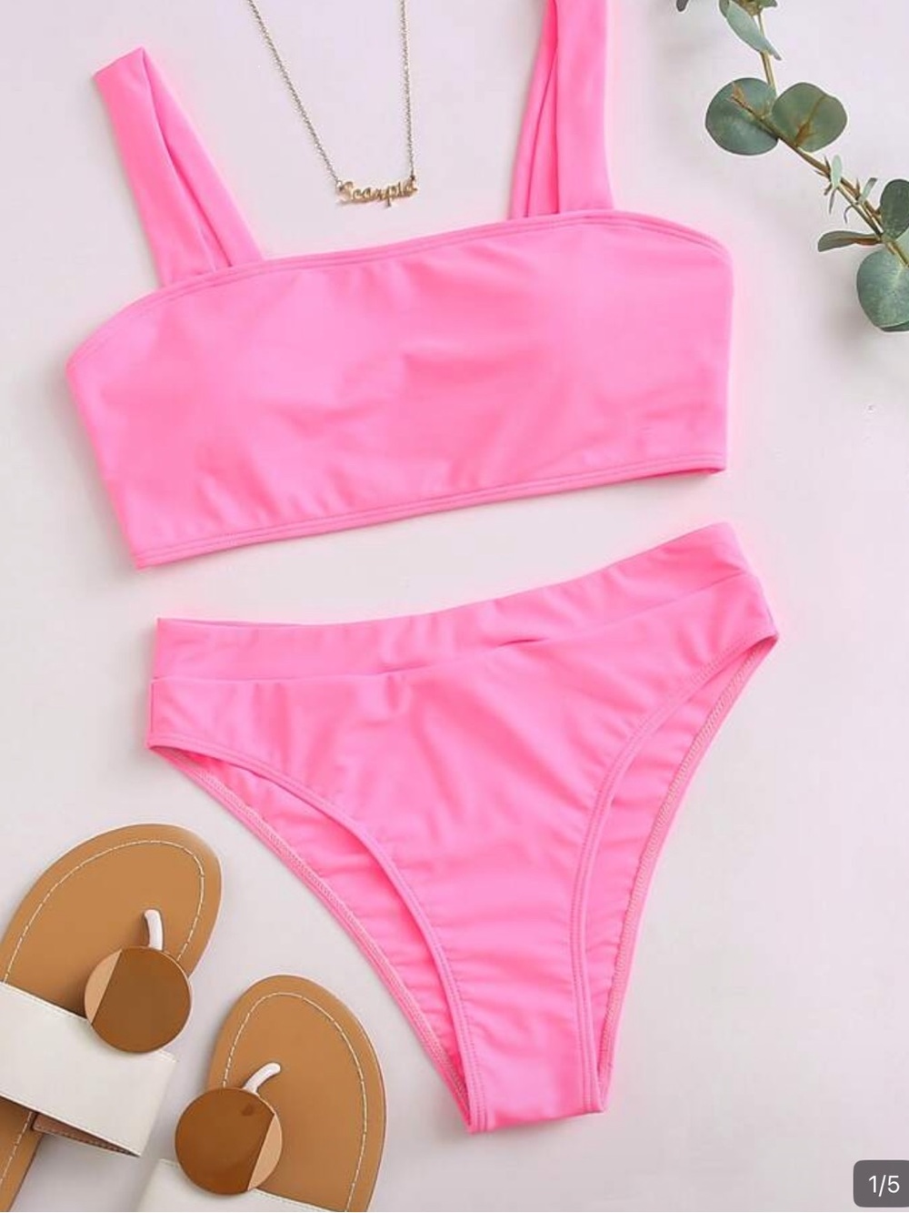 SHEIN Pink High Waisted Bikini Set